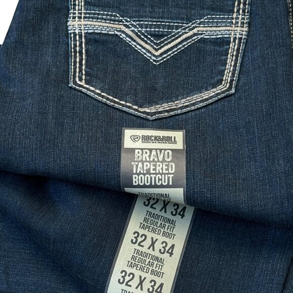 NEW Rock & Roll Denim Men's Bravo High Rise Tapered Bootcut Jeans (32x34) - Picture 2 of 9
